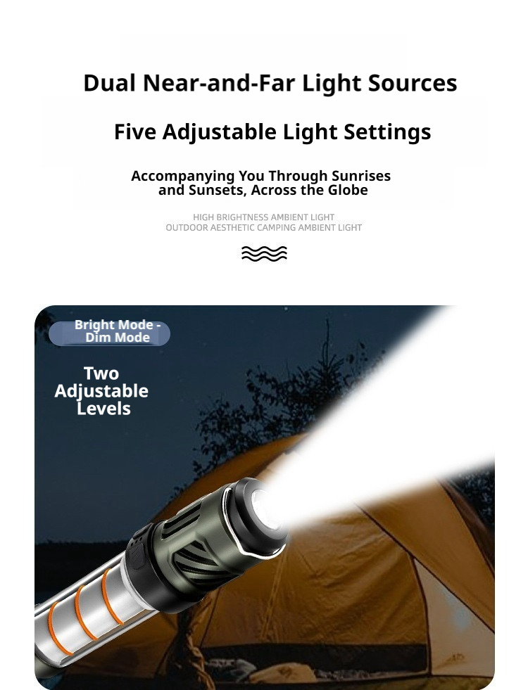 Outdoor LED multi-functional mosquito repellent camping lamp with Type-C charging and portable magnetic tripod tent ambient light