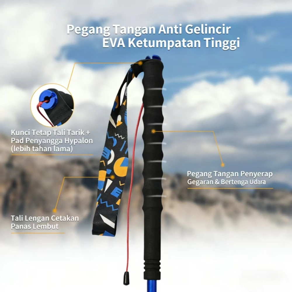 Tankye Aluminum alloy 7001 T6 four-section off-road running stick, folding and telescopic hiking stick, ultra-light outdoor hiking walking stick