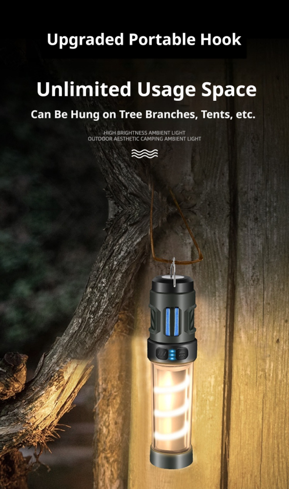 Outdoor LED multi-functional mosquito repellent camping lamp with Type-C charging and portable magnetic tripod tent ambient light