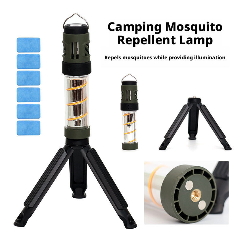 Outdoor LED multi-functional mosquito repellent camping lamp with Type-C charging and portable magnetic tripod tent ambient light