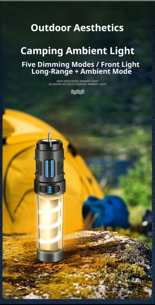Outdoor LED multi-functional mosquito repellent camping lamp with Type-C charging and portable magnetic tripod tent ambient light