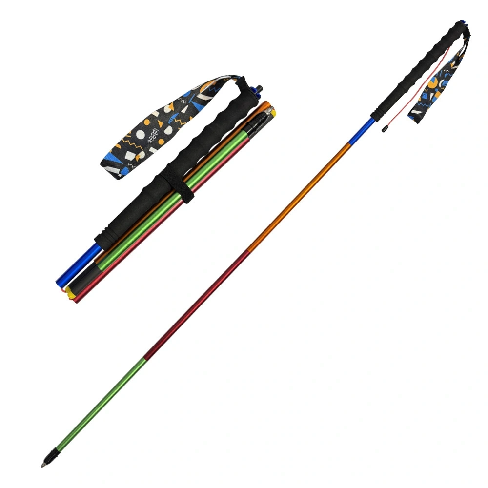 Tankye Aluminum alloy 7001 T6 four-section off-road running stick, folding and telescopic hiking stick, ultra-light outdoor hiking walking stick