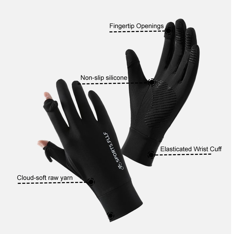 Tankye Men's Summer Sun Protection Gloves, Outdoor UV Protection New Style, Fingerless & Full Finger Optional, Quick-Dry Breathable Cycling Gloves for Men
