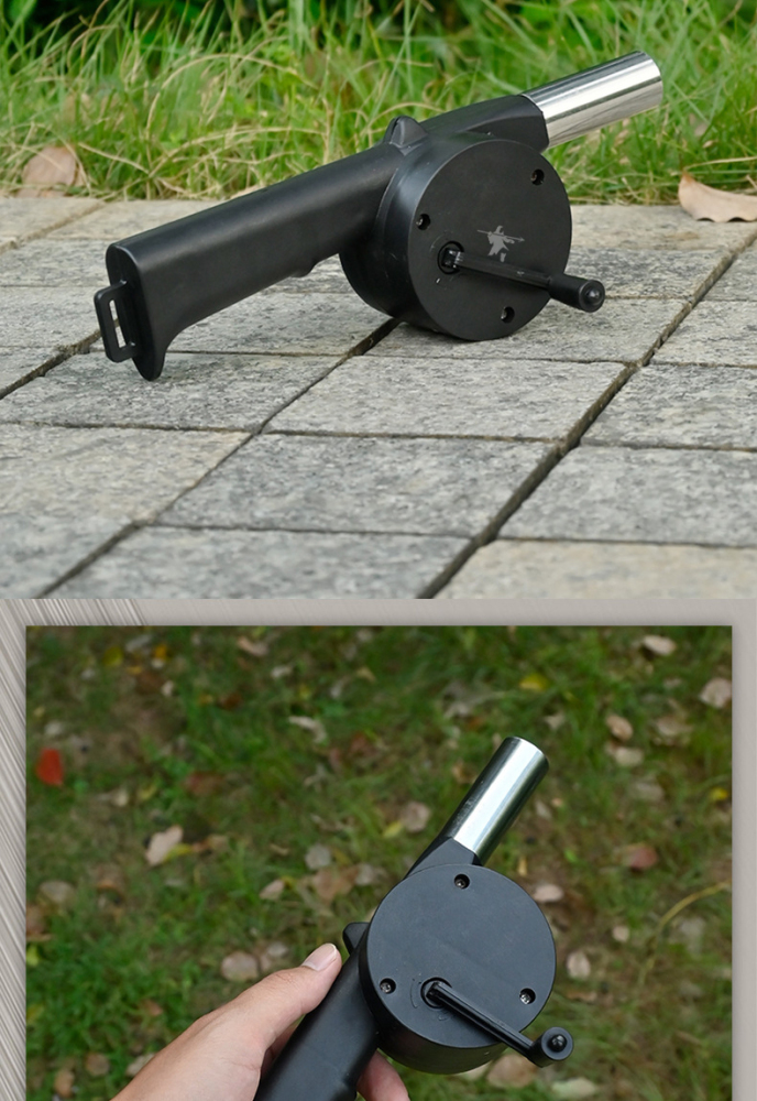 Outdoor manual bellows barbecue tool, portable blower, fireplace fan, hand-cranked fire‑starter, hand‑crank camping fire‑starter.