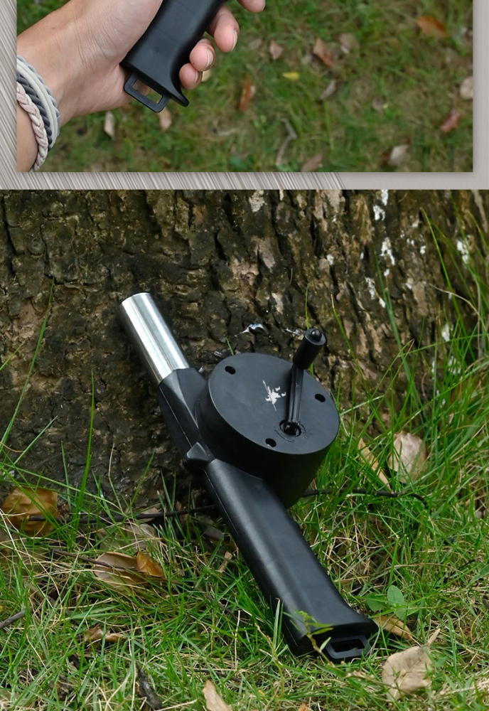 Outdoor manual bellows barbecue tool, portable blower, fireplace fan, hand-cranked fire‑starter, hand‑crank camping fire‑starter.