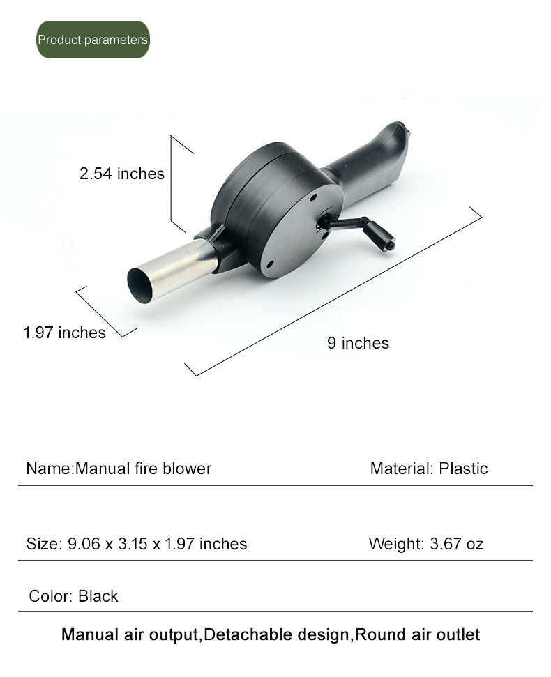 Outdoor manual bellows barbecue tool, portable blower, fireplace fan, hand-cranked fire‑starter, hand‑crank camping fire‑starter.