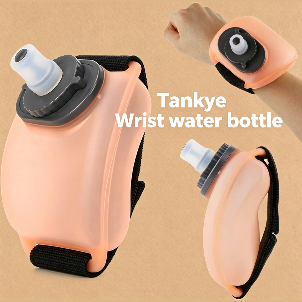 Outdoor fitness cycling wrist water bottle, running portable silicone water bottle, sports cup, arm-mounted water bottle