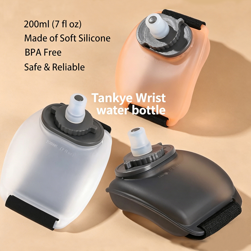 Outdoor fitness cycling wrist water bottle, running portable silicone water bottle, sports cup, arm-mounted water bottle