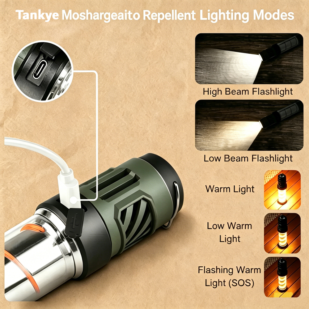 Outdoor LED multi-functional mosquito repellent camping lamp with Type-C charging and portable magnetic tripod tent ambient light
