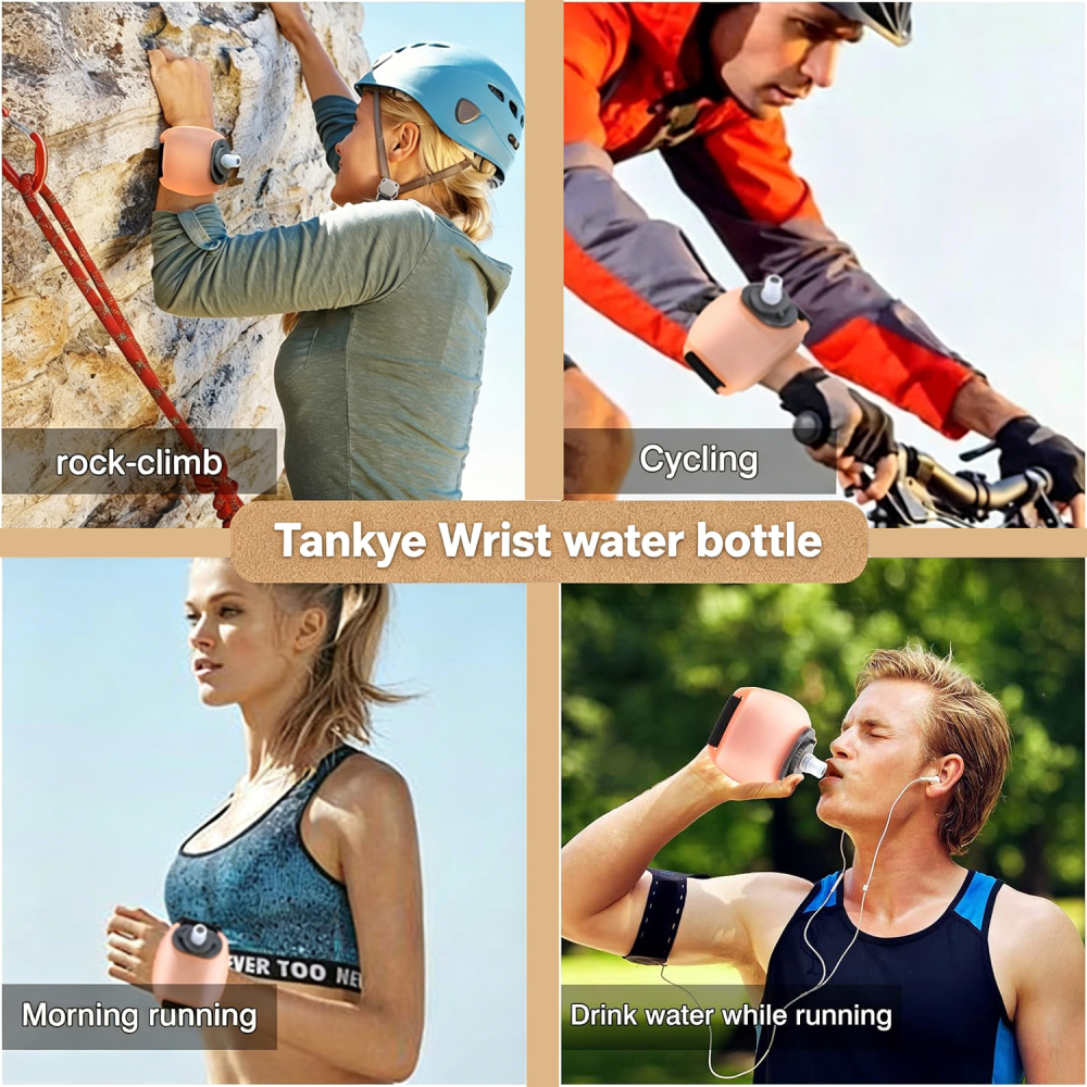 Outdoor fitness cycling wrist water bottle, running portable silicone water bottle, sports cup, arm-mounted water bottle