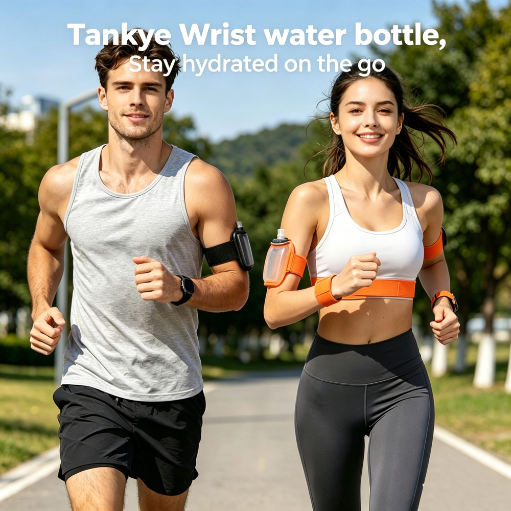 Outdoor fitness cycling wrist water bottle, running portable silicone water bottle, sports cup, arm-mounted water bottle