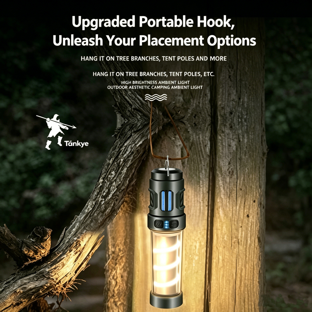 Outdoor LED multi-functional mosquito repellent camping lamp with Type-C charging and portable magnetic tripod tent ambient light
