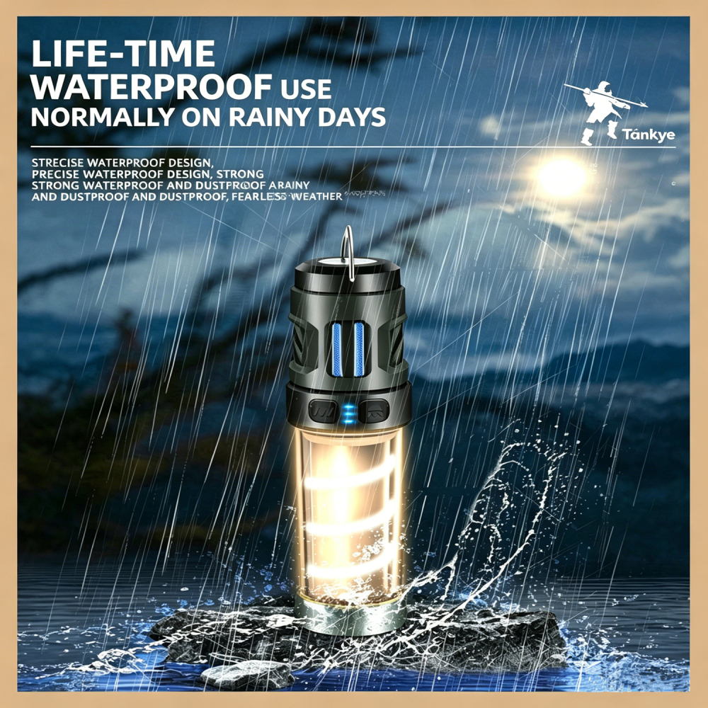 Outdoor LED multi-functional mosquito repellent camping lamp with Type-C charging and portable magnetic tripod tent ambient light