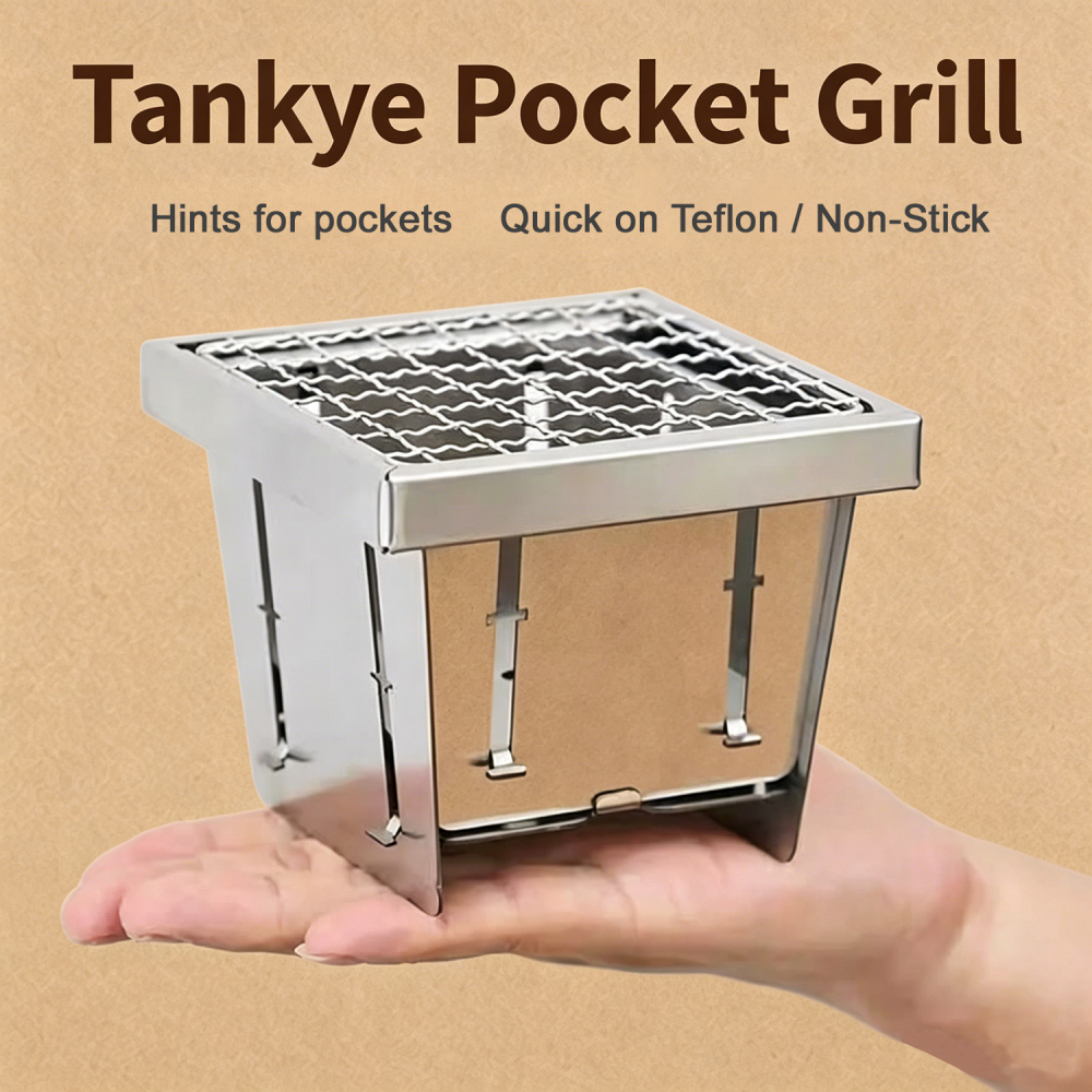 Tankye pocket Grill, Charcoal Grill, Portable BBQ Stove, Mini Barbecue Plate, Fast Heating BBQ Grill,  Outdoor Cooking