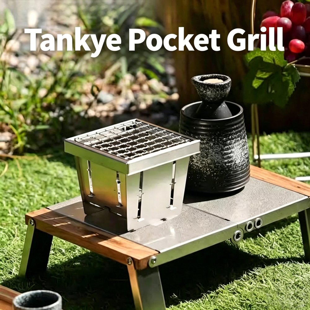 Tankye pocket Grill, Charcoal Grill, Portable BBQ Stove, Mini Barbecue Plate, Fast Heating BBQ Grill,  Outdoor Cooking