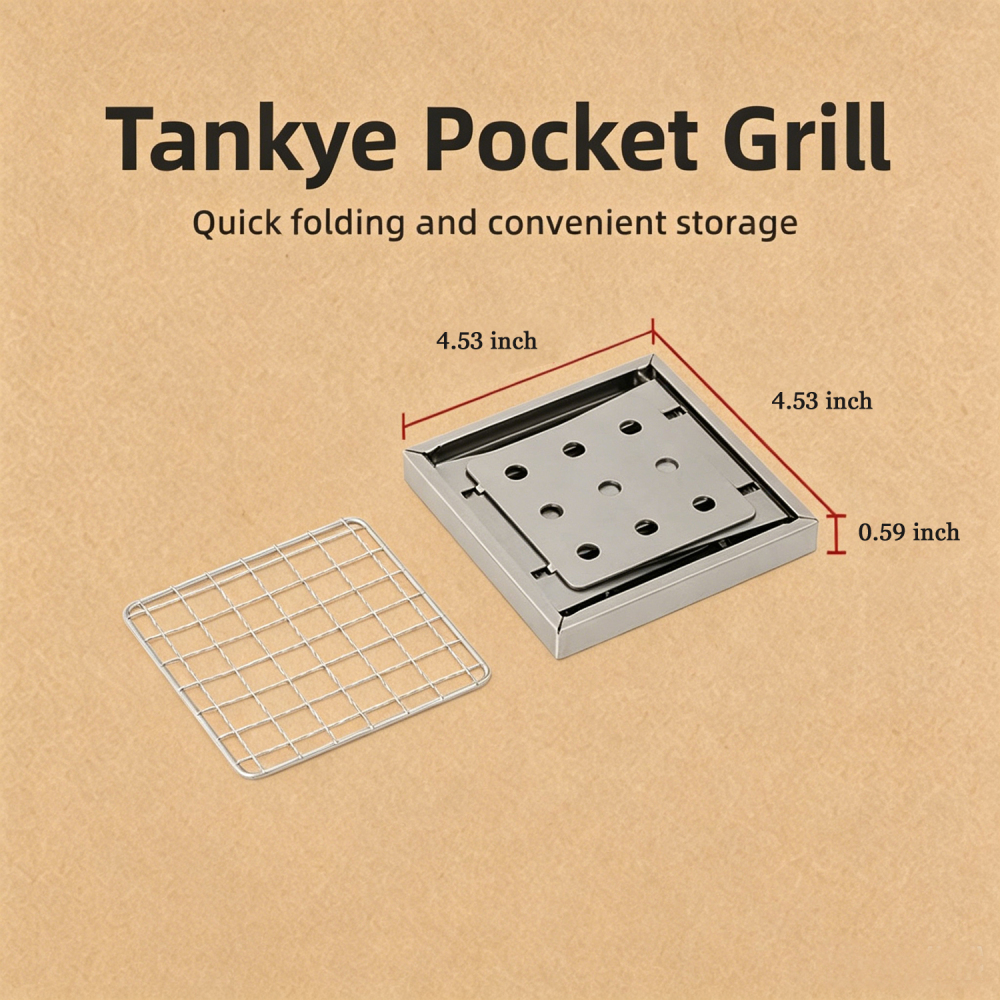Tankye pocket Grill, Charcoal Grill, Portable BBQ Stove, Mini Barbecue Plate, Fast Heating BBQ Grill,  Outdoor Cooking