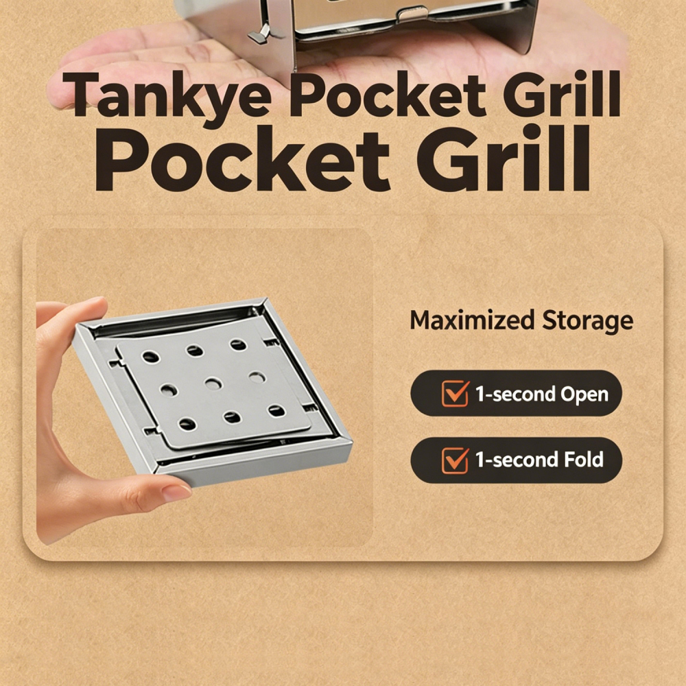 Tankye pocket Grill, Charcoal Grill, Portable BBQ Stove, Mini Barbecue Plate, Fast Heating BBQ Grill,  Outdoor Cooking