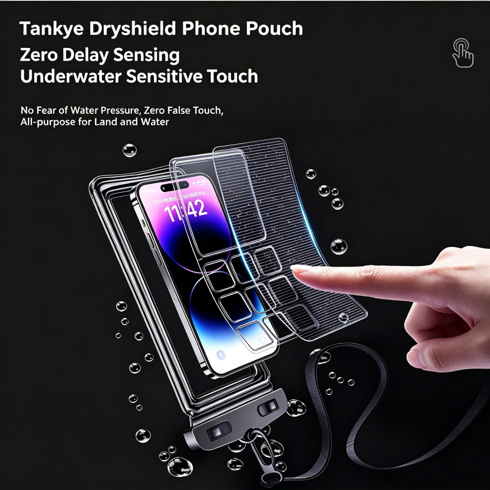 Tankye Dryshield Phone Pouch Waterproof Phone Pouch, with Interior Card Pocket, Large Waterproof Phone Case for iPhone 17 16 15 14 Pro Max, IPX8 Lightweight Cellphone Dry Bag, Beach Cruise Ship Essential