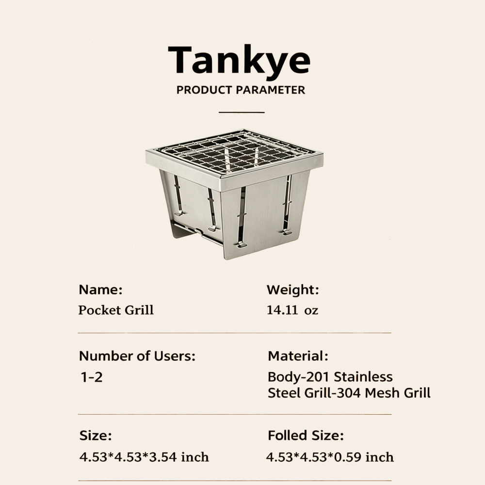 Tankye pocket Grill, Charcoal Grill, Portable BBQ Stove, Mini Barbecue Plate, Fast Heating BBQ Grill,  Outdoor Cooking