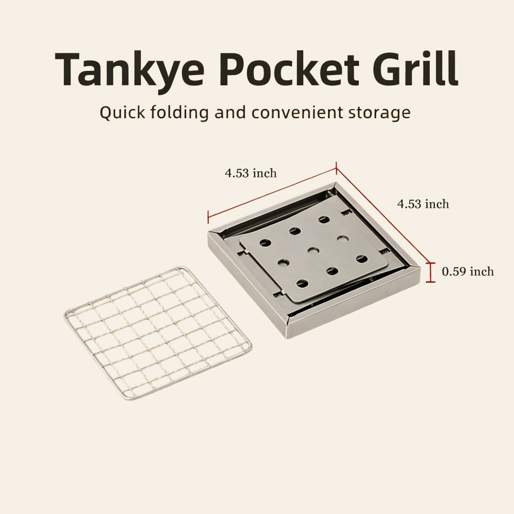 Tankye pocket Grill, Charcoal Grill, Portable BBQ Stove, Mini Barbecue Plate, Fast Heating BBQ Grill,  Outdoor Cooking