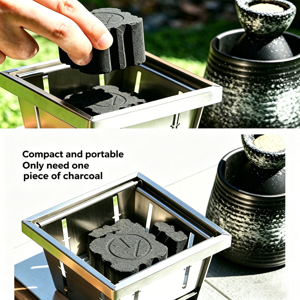 Tankye pocket Grill, Charcoal Grill, Portable BBQ Stove, Mini Barbecue Plate, Fast Heating BBQ Grill,  Outdoor Cooking