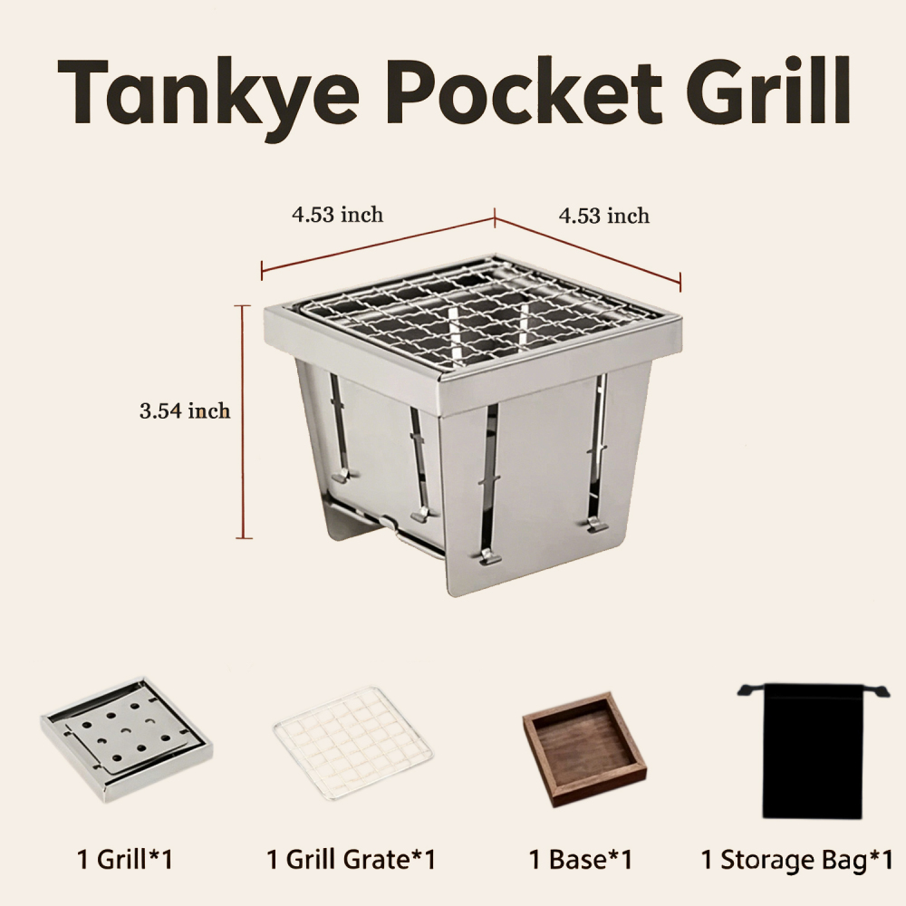 Tankye pocket Grill, Charcoal Grill, Portable BBQ Stove, Mini Barbecue Plate, Fast Heating BBQ Grill,  Outdoor Cooking