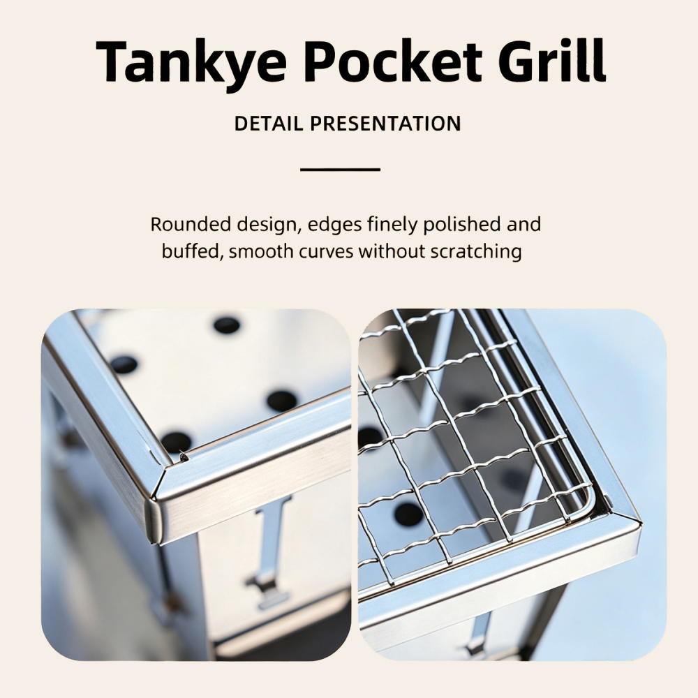 Tankye pocket Grill, Charcoal Grill, Portable BBQ Stove, Mini Barbecue Plate, Fast Heating BBQ Grill,  Outdoor Cooking