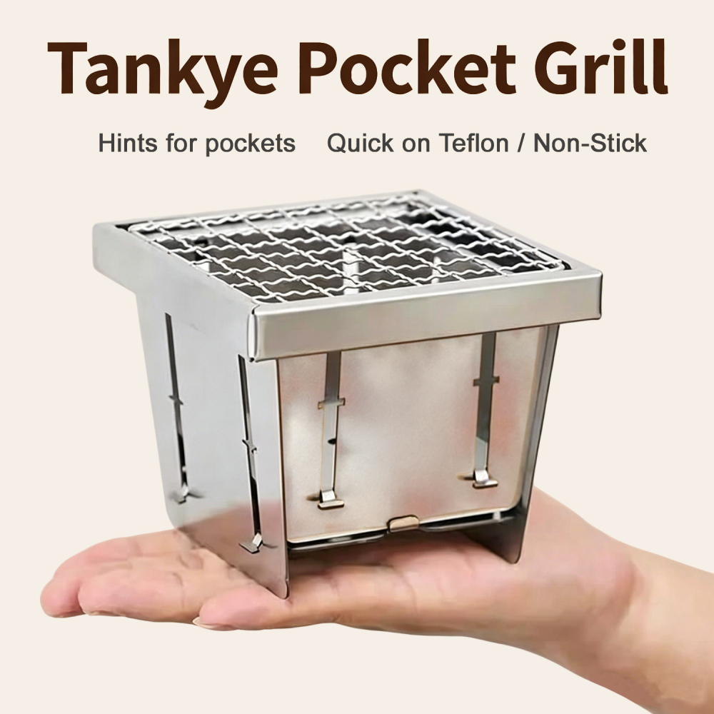 Tankye pocket Grill, Charcoal Grill, Portable BBQ Stove, Mini Barbecue Plate, Fast Heating BBQ Grill,  Outdoor Cooking