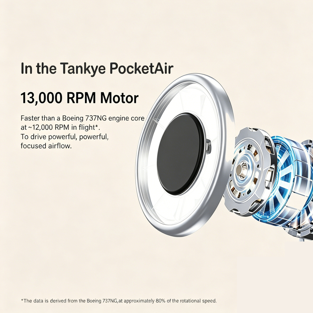 Tankye PocketAir Portable Handheld Turbo Fan - 5 Gear High Speed 4000mAh Rechargeable Mini Personal Hand Fan Blow Cold Air, Battery Operated Travel Essentials, Beach Vacation, Gifts for Women, Men