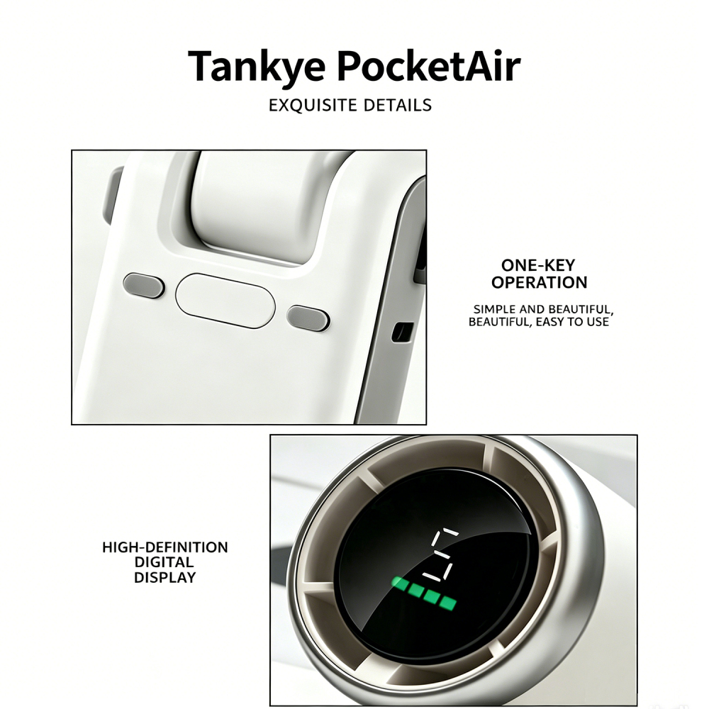 Tankye PocketAir Portable Handheld Turbo Fan - 5 Gear High Speed 4000mAh Rechargeable Mini Personal Hand Fan Blow Cold Air, Battery Operated Travel Essentials, Beach Vacation, Gifts for Women, Men