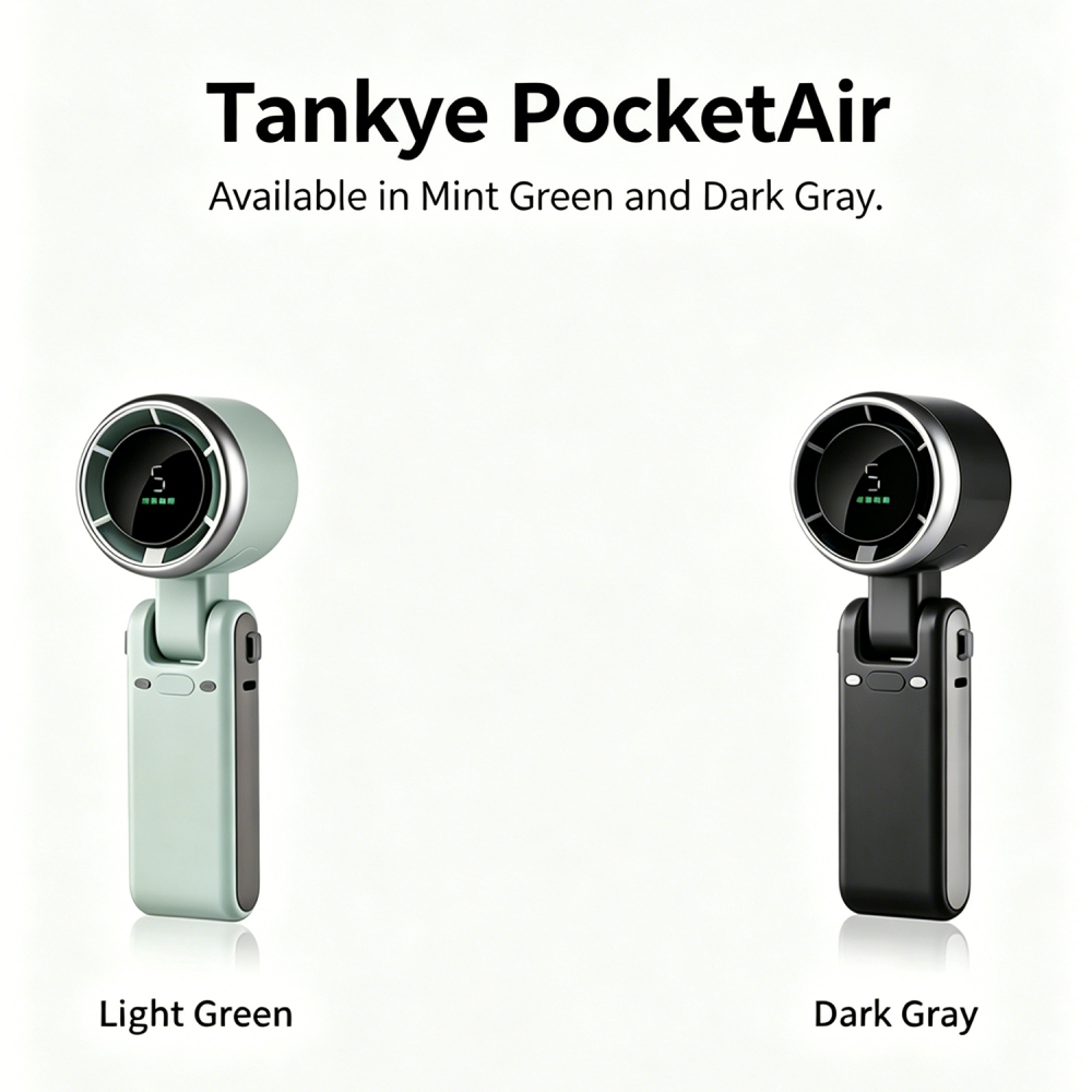 Tankye PocketAir Portable Handheld Turbo Fan - 5 Gear High Speed 4000mAh Rechargeable Mini Personal Hand Fan Blow Cold Air, Battery Operated Travel Essentials, Beach Vacation, Gifts for Women, Men