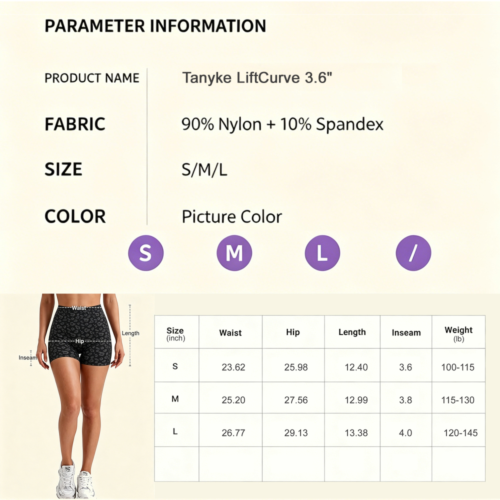 TanykeLiftCurve3.6" 3.8"4.0"  Biker Shorts High Waisted Workout Spandex Tummy Control Gym Running Yoga Shorts