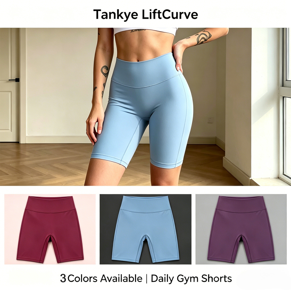 Tankye LiftCurve High Waist Biker Shorts, Squat Proof No See Through Butt Lifting Cycling Shorts, 4-Way Stretch Tummy Control Gym Yoga Pilates Running Shorts for Women