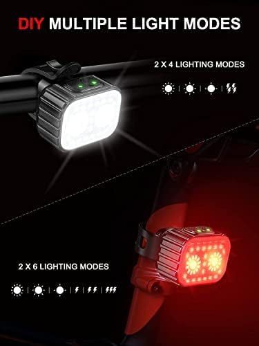 TANKYE Bike Lights Super Bright, Rechargeable Bicycle Lights Set Multiple Modes, Waterproof Bike Lights for Night Riding/Cycling Safety, Front and Back Bike Reflectors Light, Long Battery Life