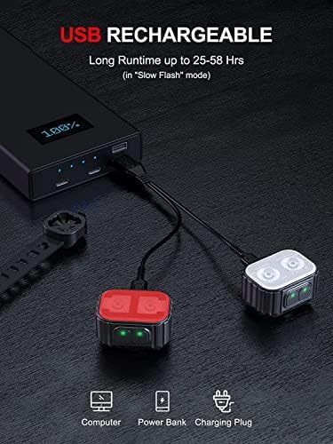 TANKYE Bike Lights Super Bright, Rechargeable Bicycle Lights Set Multiple Modes, Waterproof Bike Lights for Night Riding/Cycling Safety, Front and Back Bike Reflectors Light, Long Battery Life