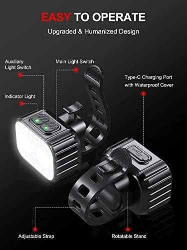 TANKYE Bike Lights Super Bright, Rechargeable Bicycle Lights Set Multiple Modes, Waterproof Bike Lights for Night Riding/Cycling Safety, Front and Back Bike Reflectors Light, Long Battery Life