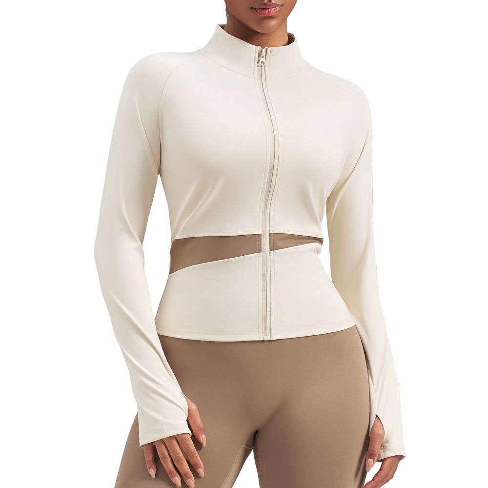 Women's Workout Jacket Lightweight Zip Up Yoga Jacket Cropped Athletic Slim Fit Tops