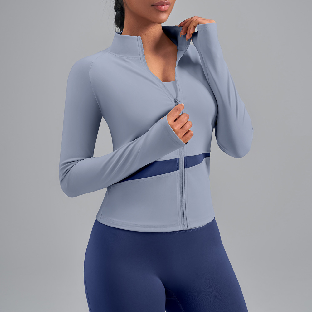 Women's Workout Jacket Lightweight Zip Up Yoga Jacket Cropped Athletic Slim Fit Tops