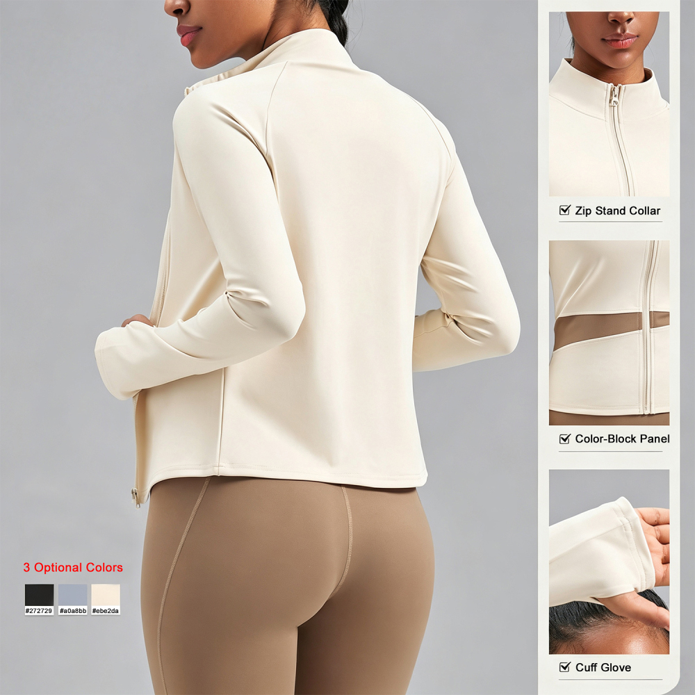 Tankye Women's Workout Jacket Lightweight Zip Up Yoga Jacket Cropped Athletic Slim Fit Tops