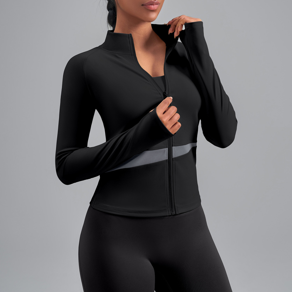 Women's Workout Jacket Lightweight Zip Up Yoga Jacket Cropped Athletic Slim Fit Tops