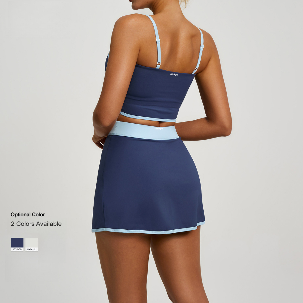 Tankye Women’s Curve-Hugging 2-Piece Workout Sets with Anti-Ride-Up Skort, Active Outfits for Outdoor Running, Gym & Yoga