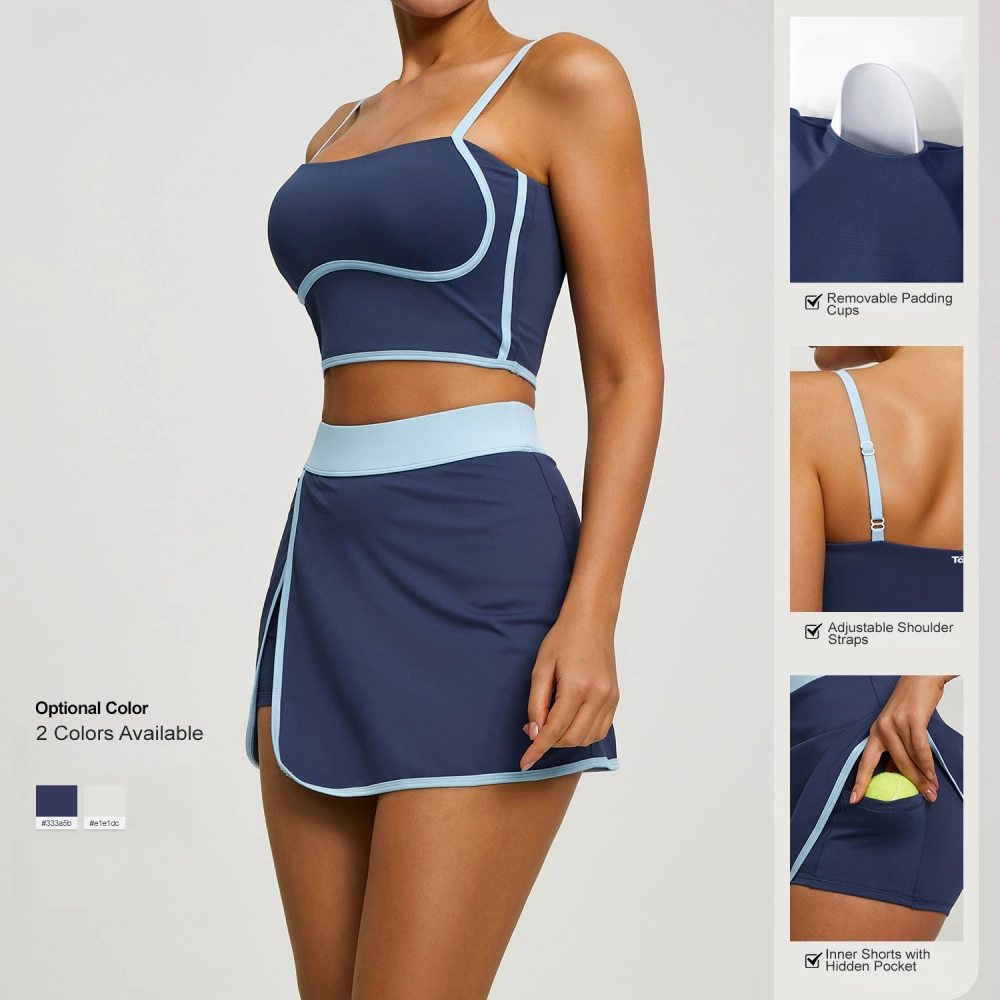 Tankye Women&rsquo;s Curve-Hugging 2-Piece Workout Sets with Anti-Ride-Up Skort, Active Outfits for Outdoor Running, Gym & Yoga