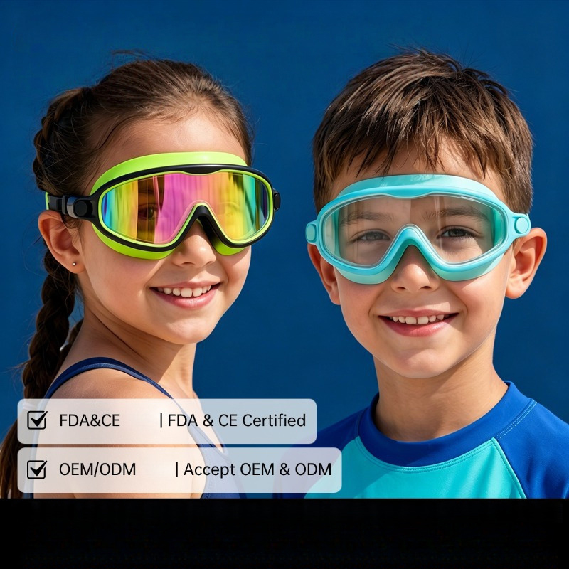 Tankye 2-Pack Kids Swimming Goggles, Anti-Fog & UV Protection Wide View Swim Glasses for Boys & Girls Ages 3–14