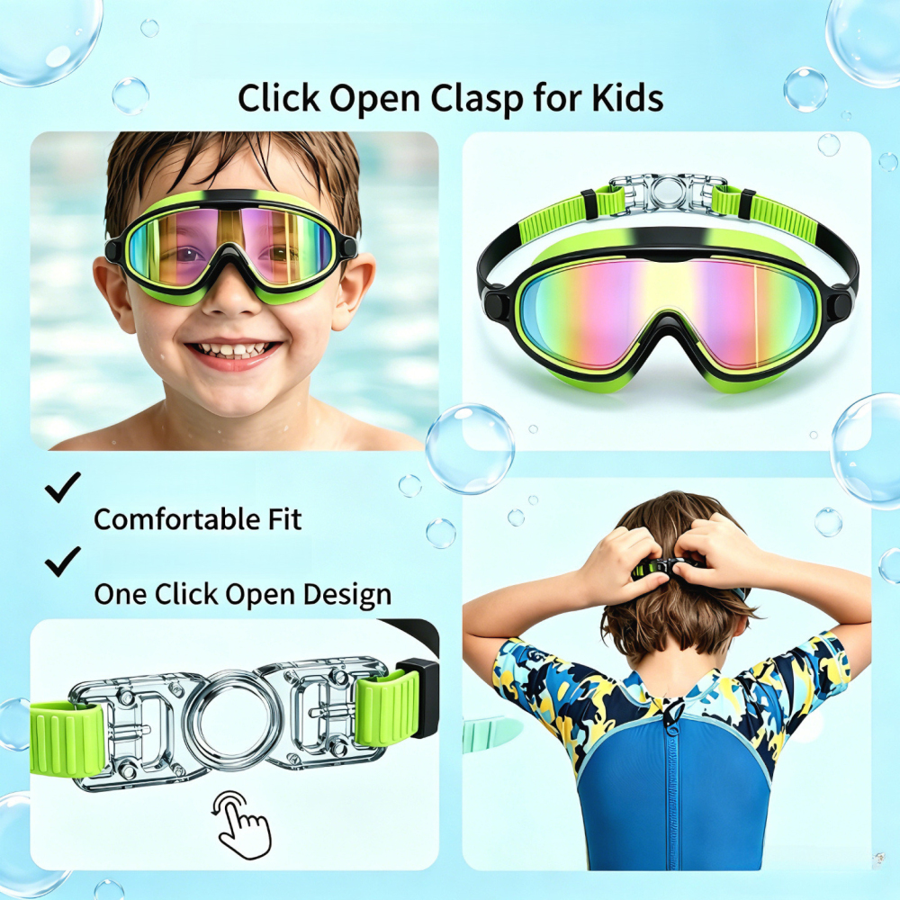 Tankye 2-Pack Kids Swimming Goggles, Anti-Fog & UV Protection Wide View Swim Glasses for Boys & Girls Ages 3–14