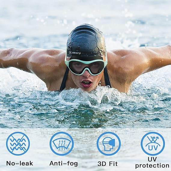 Tankye 2-Pack Panoramic Anti-Fog Swim Goggles for Adults,Wide Frame Panoramic Swim Goggles, HD Waterproof Anti-Fog Swimming Gear, Professional Diving Eye Goggles for Men & Women
