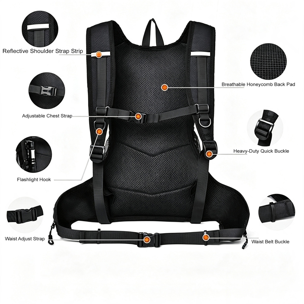Tankye Lightweight, Breathable & Water-Resistant Trail Backpack | Side Storage for Trekking Poles with Reflective Safety Strip, Ideal for Cross-Country Running & Short Hiking Trips