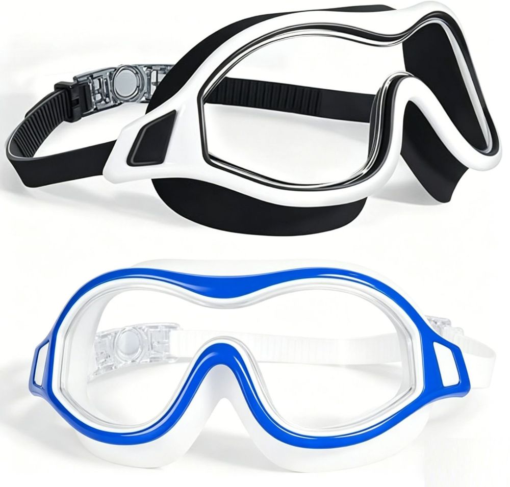 Tankye 2-Pack Panoramic Anti-Fog Swim Goggles for Adults,Wide Frame Panoramic Swim Goggles, HD Waterproof Anti-Fog Swimming Gear, Professional Diving Eye Goggles for Men & Women