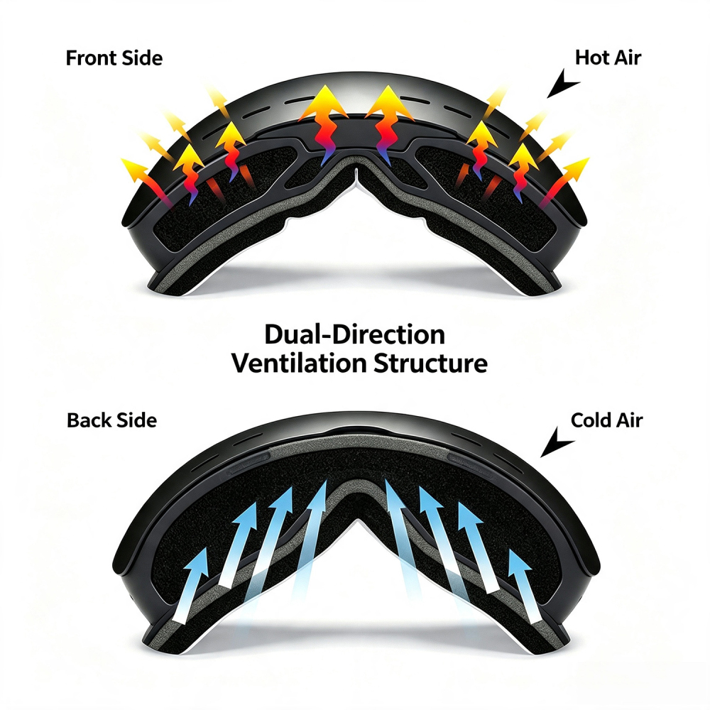 Tankye Adult Ski Goggles, Large Spherical Outdoor Riding Goggles, Fits Over Glasses, UV Protection, Dual-Layer Anti-Fog Snow Goggles