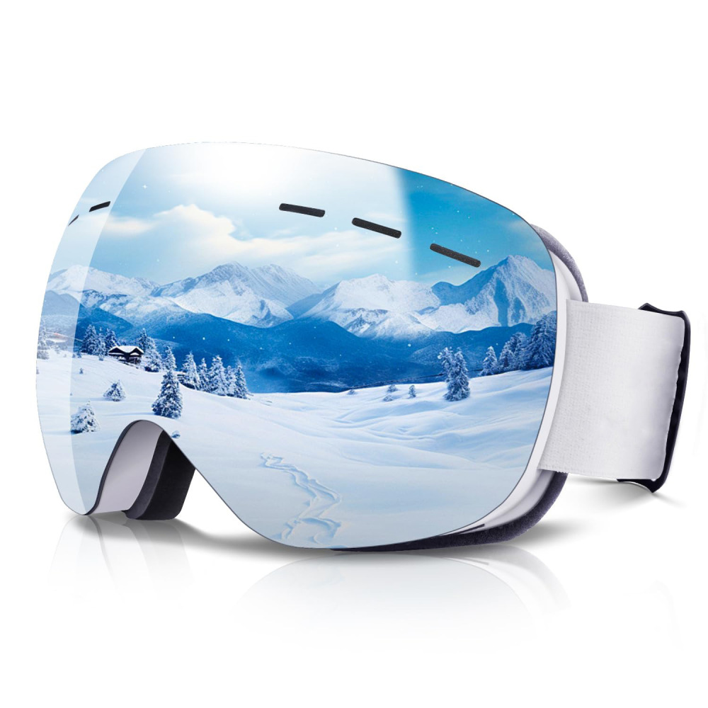 Tankye Adult Ski Goggles, Large Spherical Outdoor Riding Goggles, Fits Over Glasses, UV Protection, Dual-Layer Anti-Fog Snow Goggles