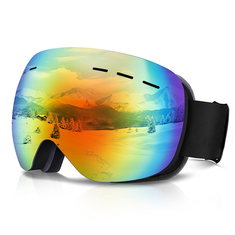 Tankye Adult Ski Goggles, Large Spherical Outdoor Riding Goggles, Fits Over Glasses, UV Protection, Dual-Layer Anti-Fog Snow Goggles